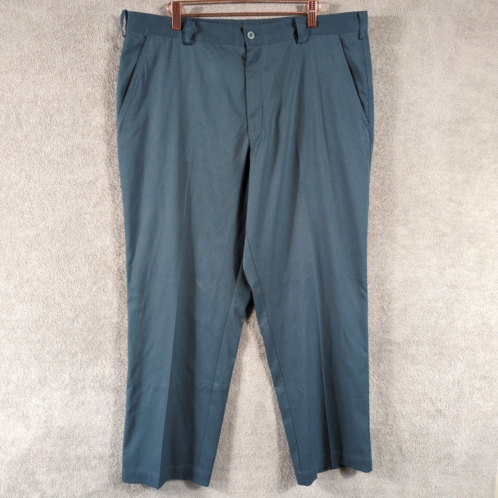 Nike Golf Fit Dry Pants Mens 36x30 Gray/Green Flat Front Stretch Trousers Slacks